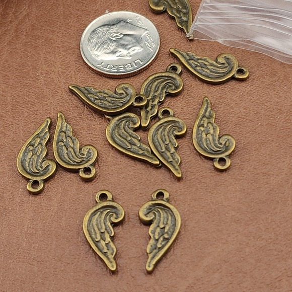 12pcs Angel Wing Charms Bronze Tone Metal, jewelry making supplies - Picture 2 of 6
